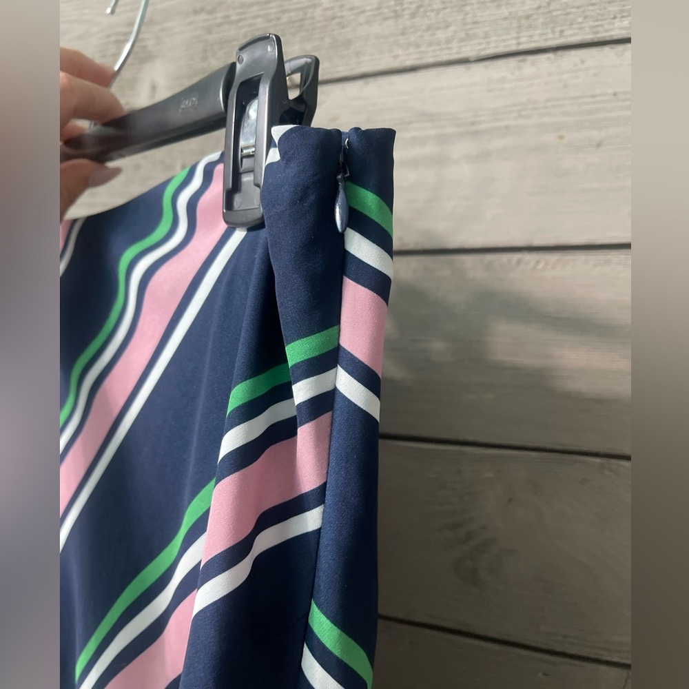 Bar lll Satin Striped Asymetrical Coastal Grandma Career Chic Skirt Sz 4 Fall - Picture 8 of 13